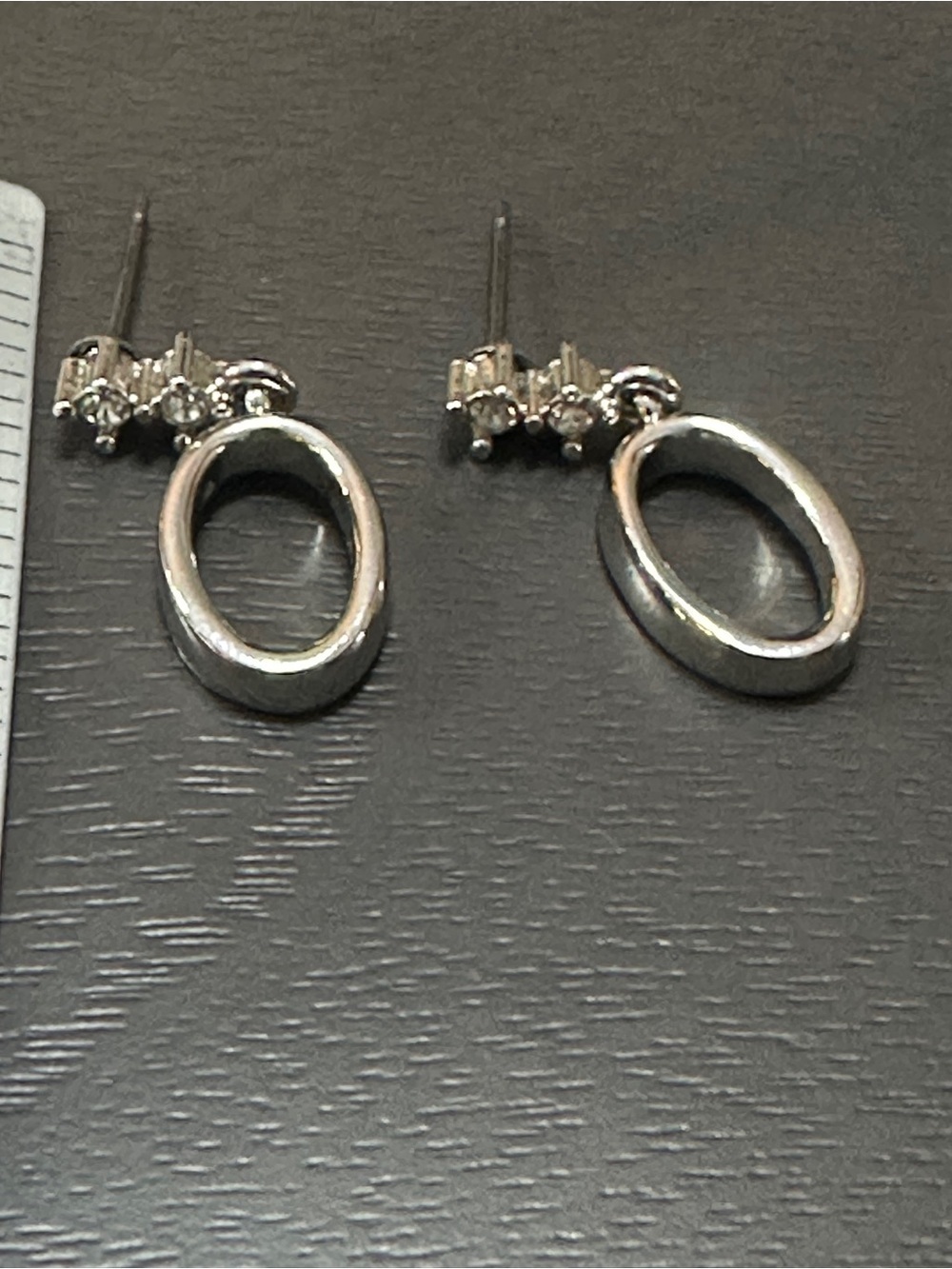 Silver Oval Drop Stud Earrings - Women Jewelry